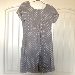 J.Crew Polka Dot Taupe Dress with Knot Waist
